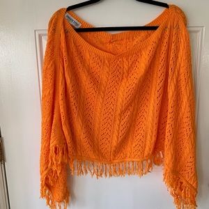 Private eyes orange knitted summer shawl